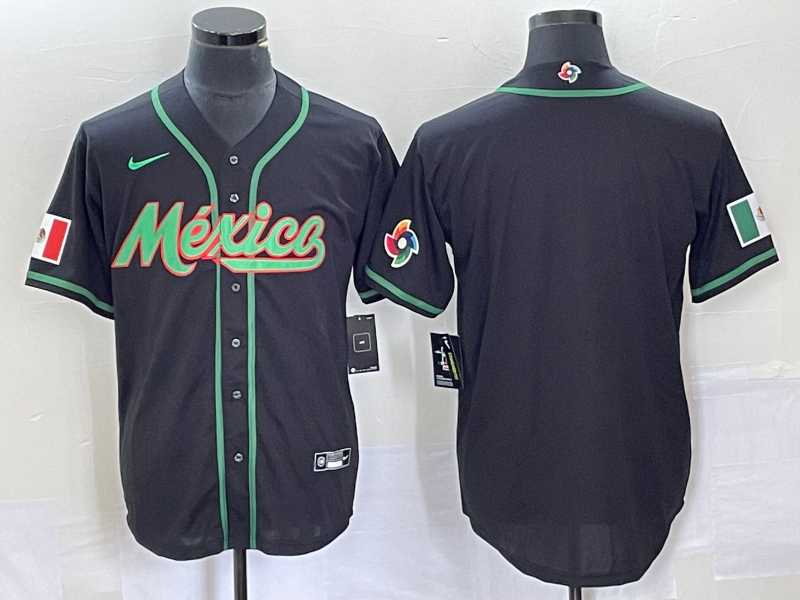 Mens Mexico Baseball Blank NEW 2023 Black World Classic Stitched Jersey->2023 world baseball classic->MLB Jersey